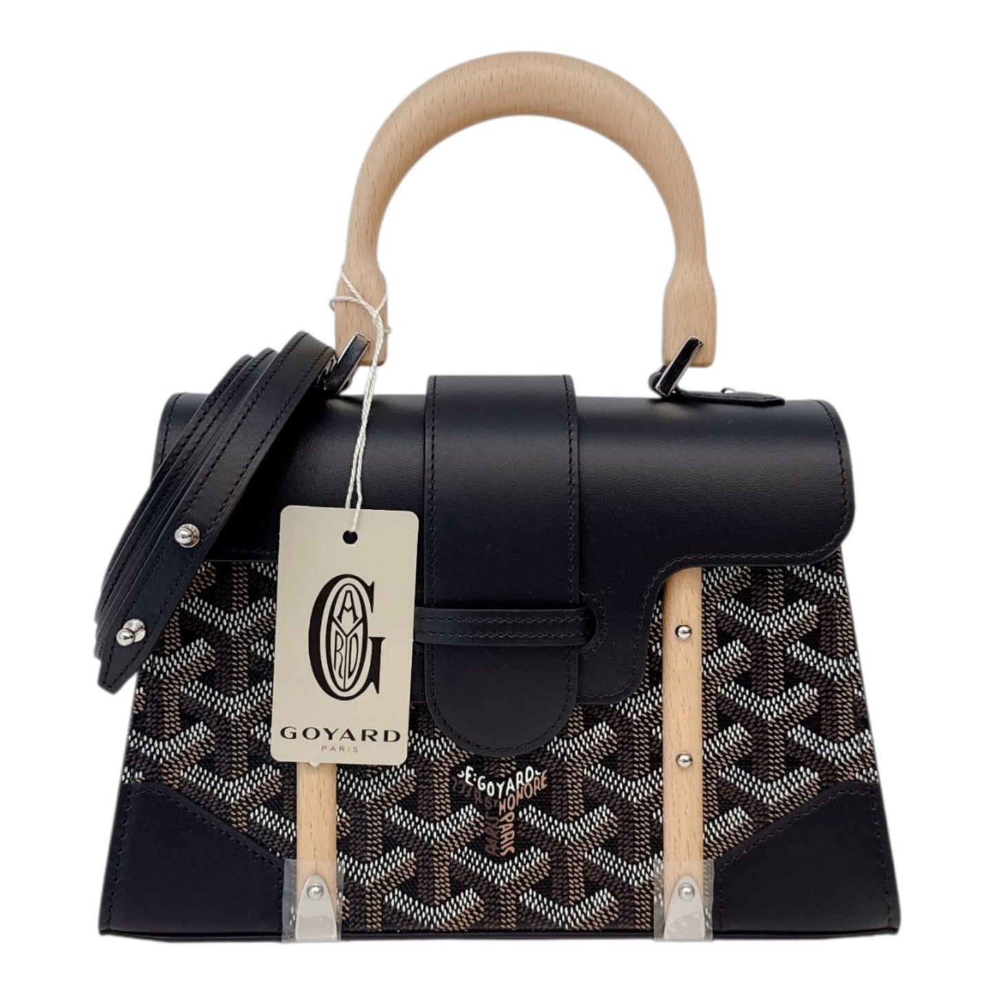 BLACK GOYARDINE COATED CANVAS SAIGON STRUCTURE MINI BAG