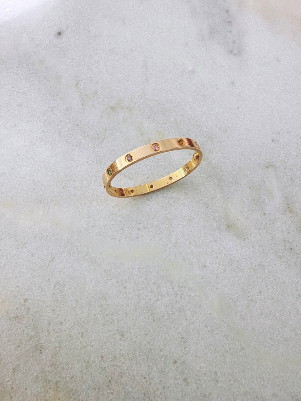 18K ROSE GOLD MULTI GEMSTONE LOVE BRACELET 16