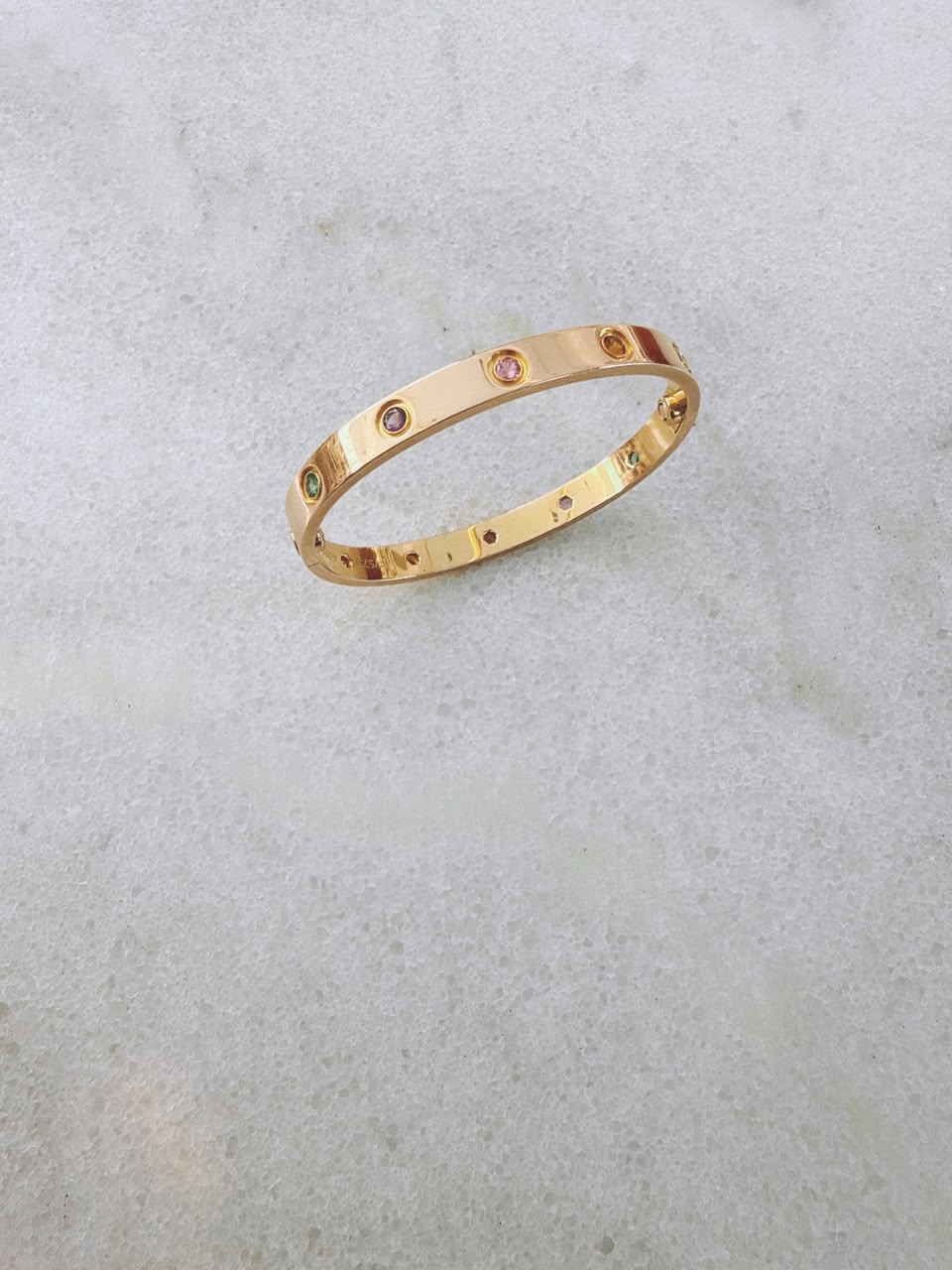 18K ROSE GOLD MULTI GEMSTONE LOVE BRACELET 16