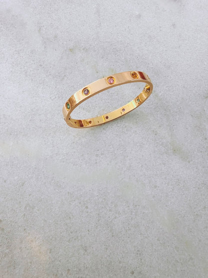 18K ROSE GOLD MULTI GEMSTONE LOVE BRACELET 16