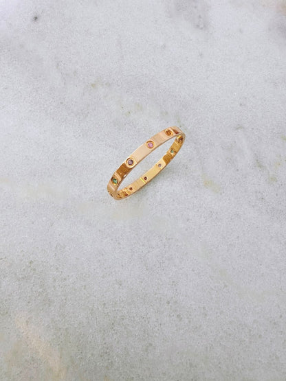 18K ROSE GOLD MULTI GEMSTONE LOVE BRACELET 16