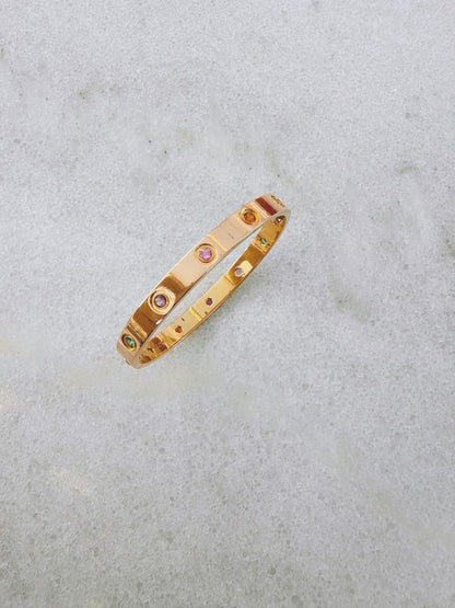 18K ROSE GOLD MULTI GEMSTONE LOVE BRACELET 16