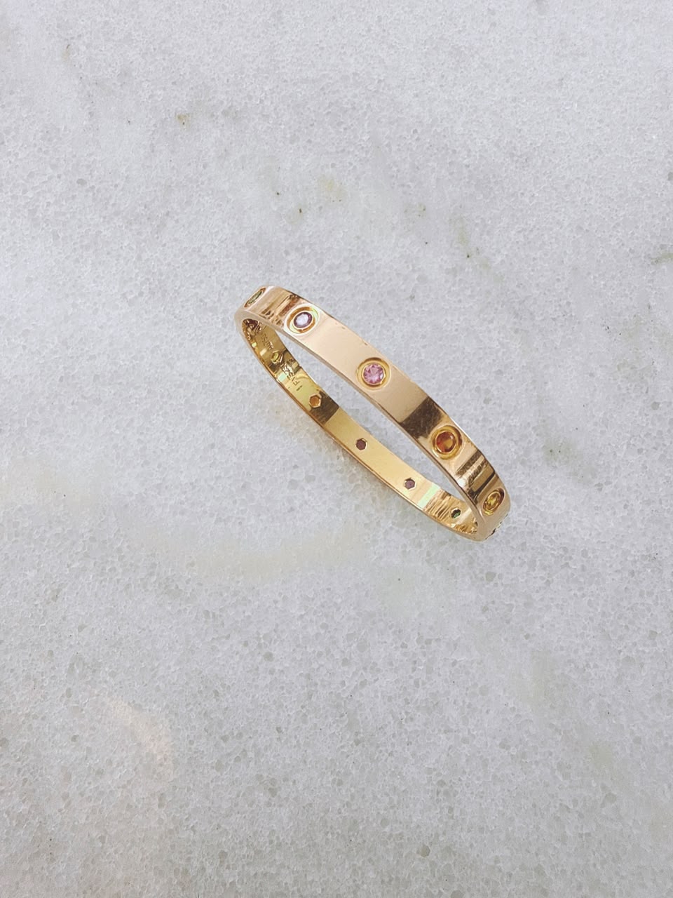 18K ROSE GOLD MULTI GEMSTONE LOVE BRACELET 16