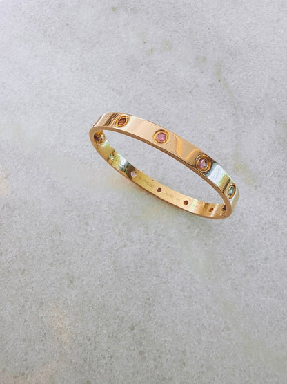 18K ROSE GOLD MULTI GEMSTONE LOVE BRACELET 16