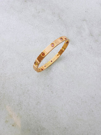 18K ROSE GOLD MULTI GEMSTONE LOVE BRACELET 16