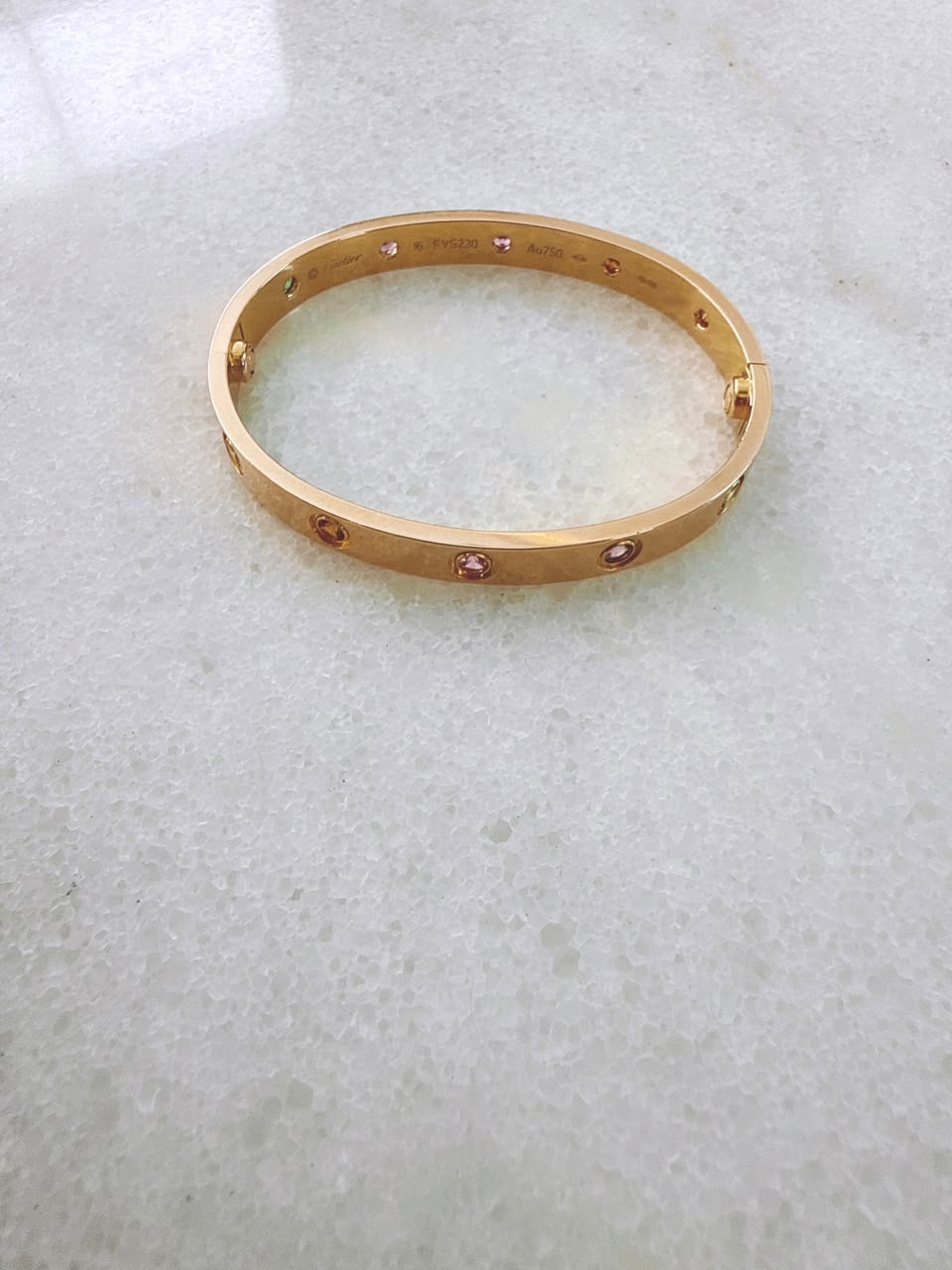 18K ROSE GOLD MULTI GEMSTONE LOVE BRACELET 16