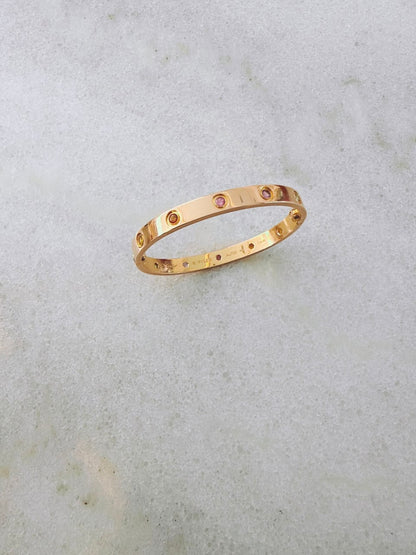 18K ROSE GOLD MULTI GEMSTONE LOVE BRACELET 16