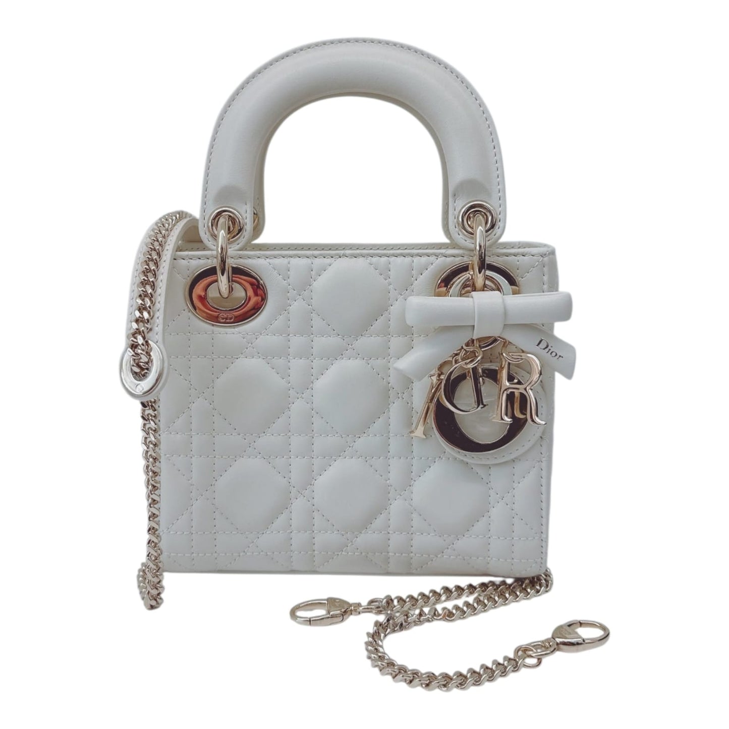 LATTE CANNAGE LAMBSKIN MINI LADY DIOR BAG