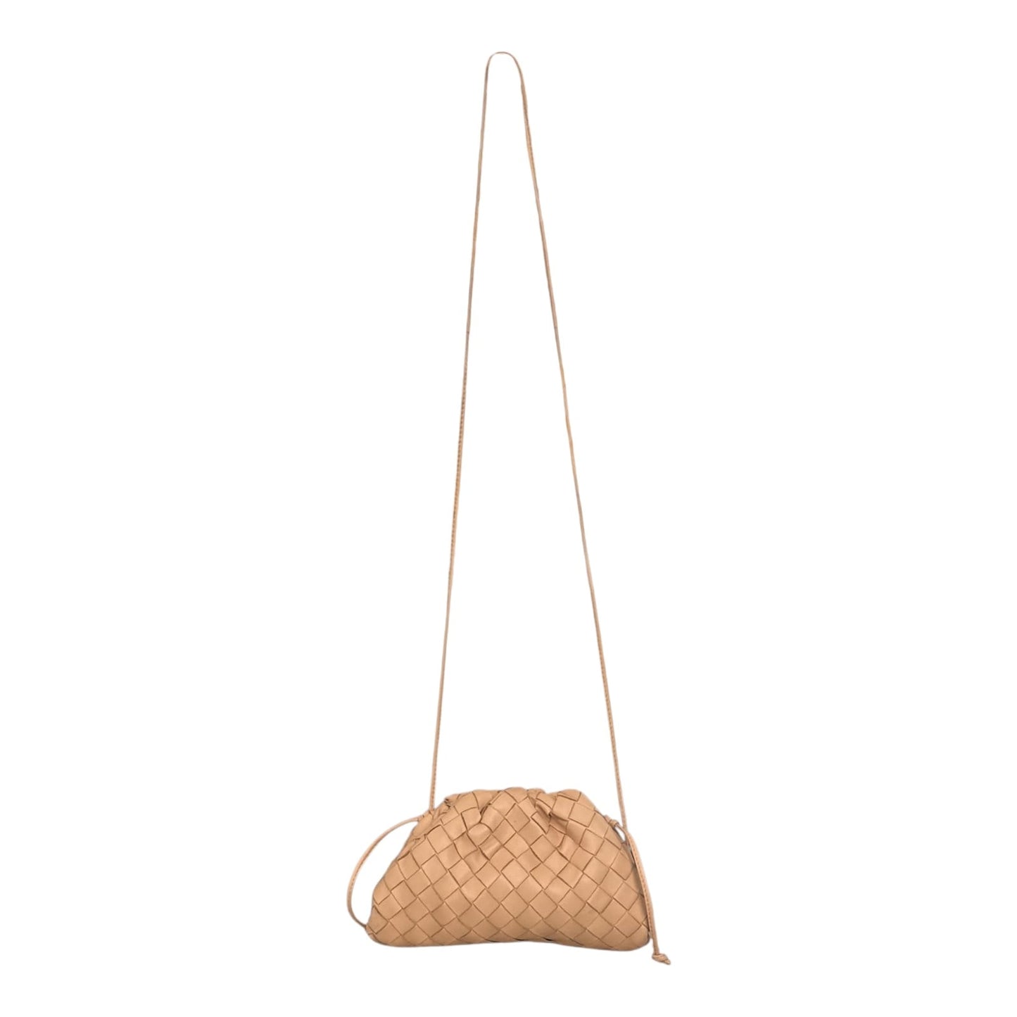 BEIGE INTRECCIATO LEATHER THE POUCH SHOULDER BAG