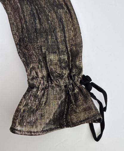 GOLD METALLIC LONG SLEEVES TASSEL DETAIL BLOUSE 38