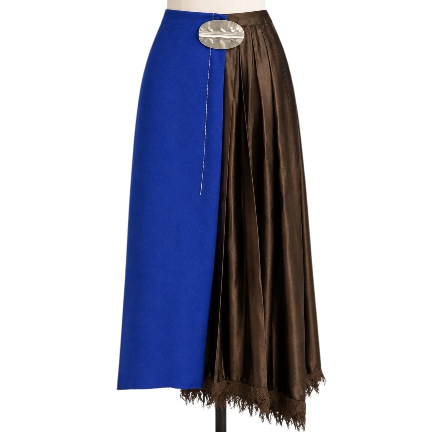 DEEP PURPLE AND BRONZE ASYMMETRIC WRAP FRONT SKIRT 40