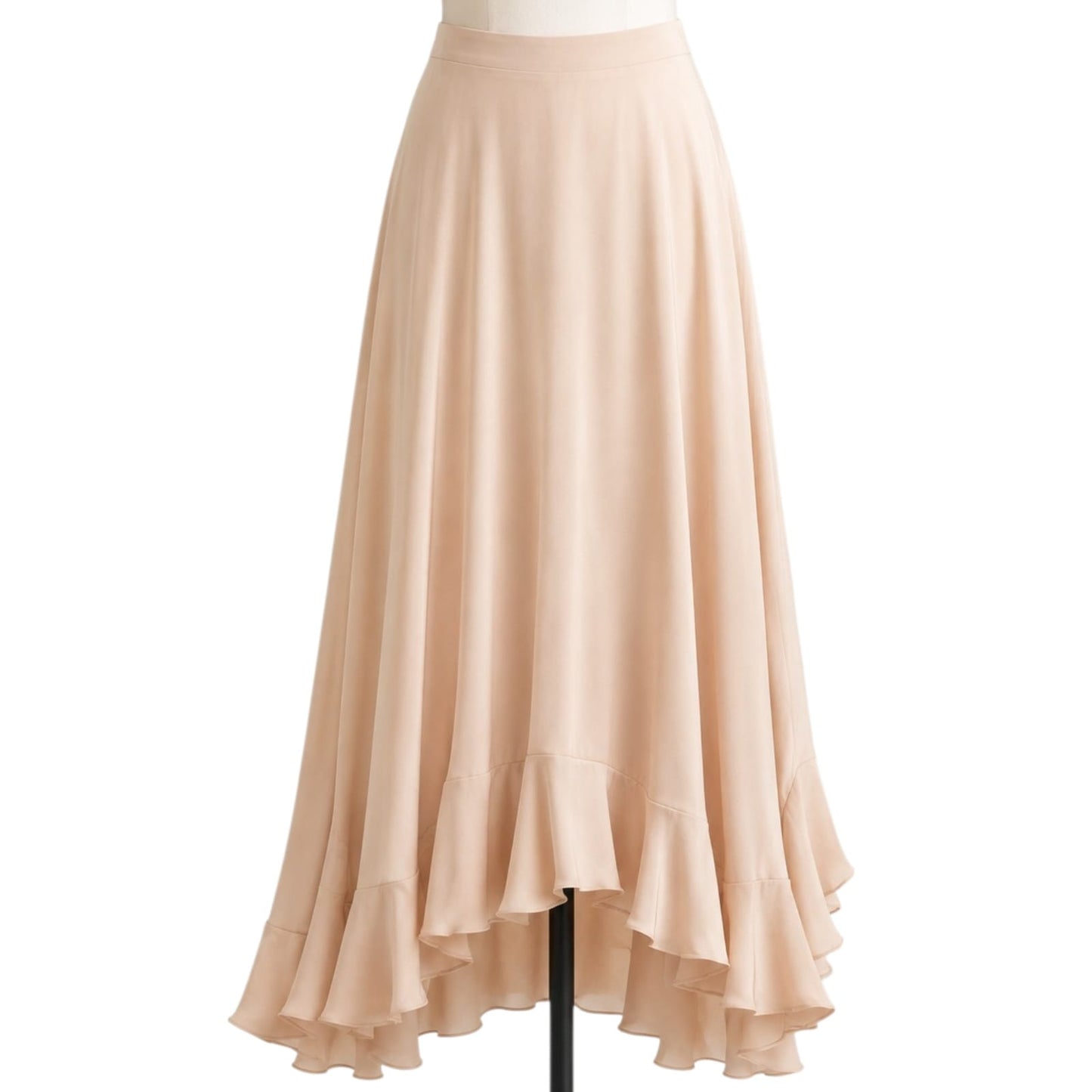 NUDE ELEGANT DROPPED FLOUNCE HEM SKIRT 38