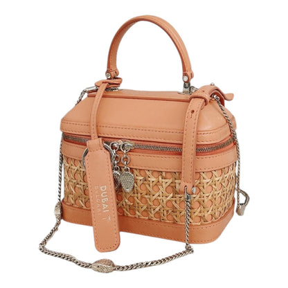 ORANGE CALFKIN RATTAN SERPENTI FOREVER SMALL TOP HANDLE VANITY BAG