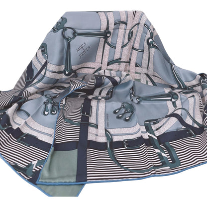 GRIS BLEUTE/BLEU MARINE/VERT CYPRES CARRE 70 MORS A JOUETS CHEMISE SCARF