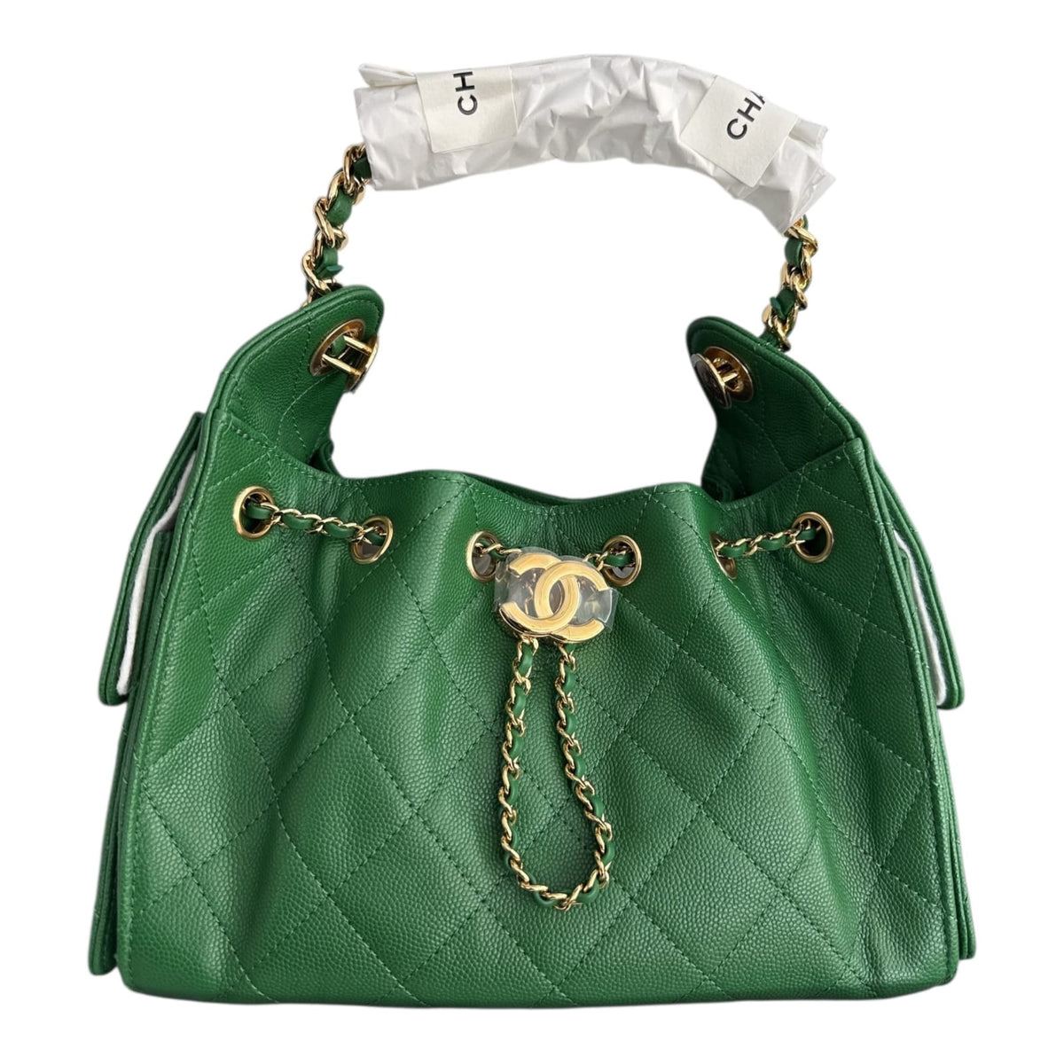 GREEN CAVIAR QUILTED LEATHER MINI CHANEL 25 HOBO BAG