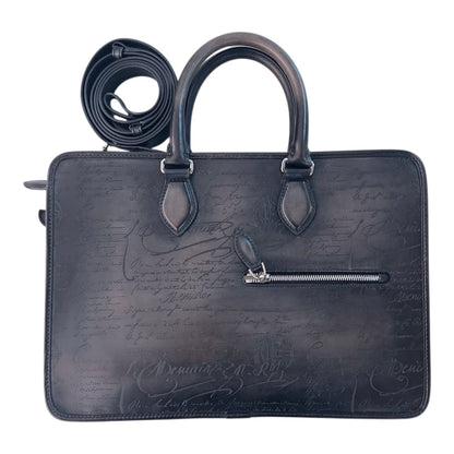 BLACK INTENSO LEATHER MINI NEO JOUR SCRITTO BRIEFCASE