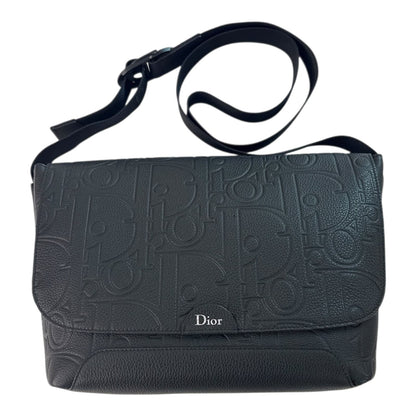 BLACK GRAVITY LEATHER SMALL DIOR JETT MESSENGER BAG