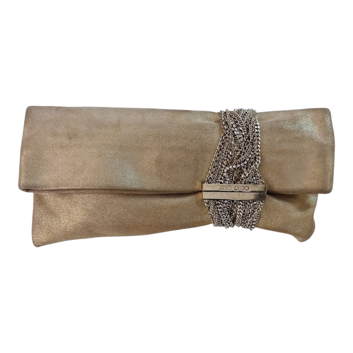 GOLD GLITTER SUEDE CHANDRA CLUTCH