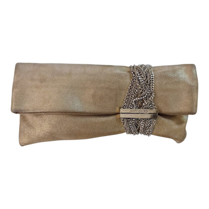 GOLD GLITTER SUEDE CHANDRA CLUTCH