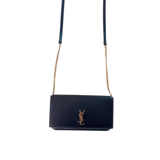 BLACK  LEATHER CASSANDRE PHONE HOLDER BAG