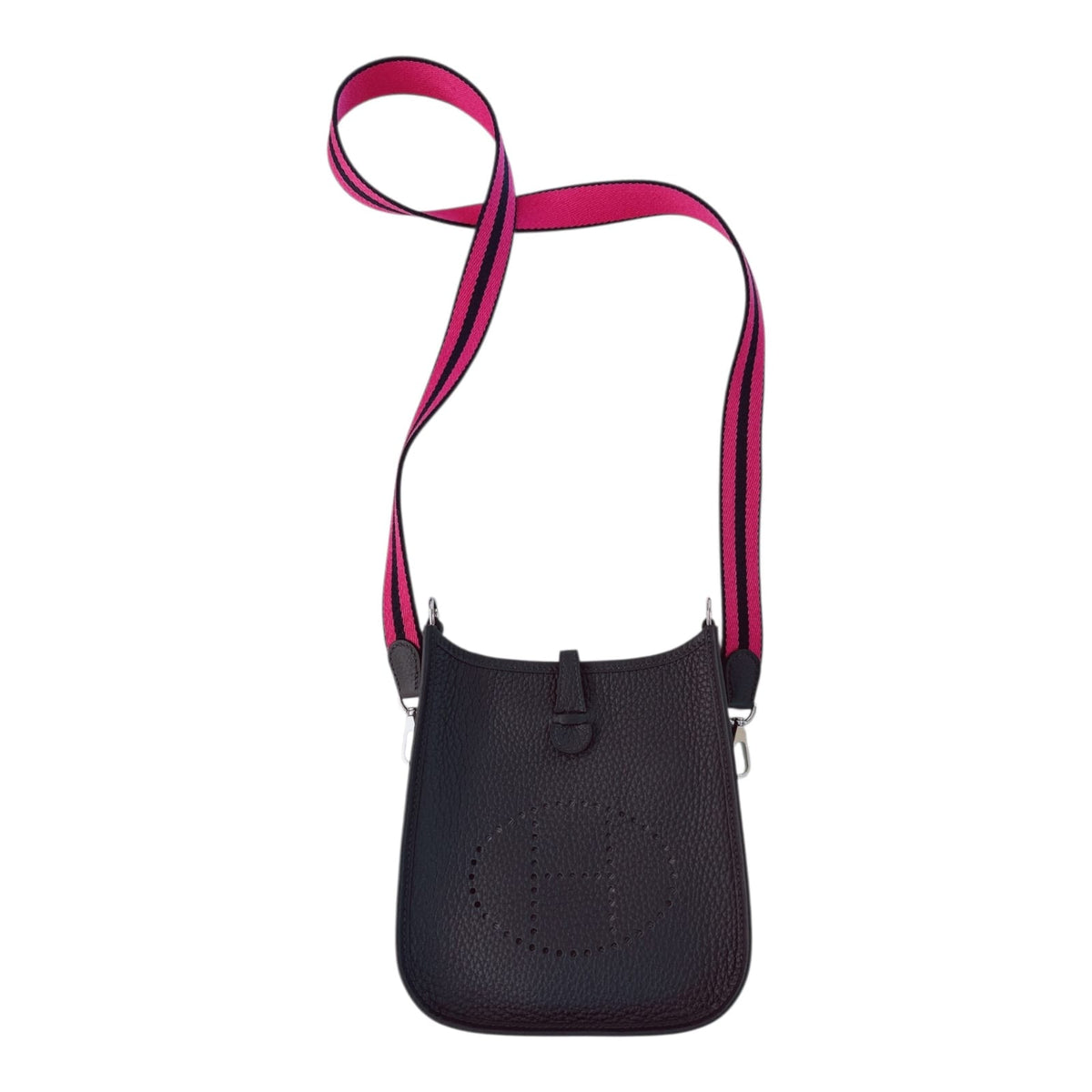 CABAN CLEMENCE/ROSE SHOCKING/BLEU INDIGO STRAP EVELYNE 16 AMAZONE BAG PALLADIUM HARDWARE