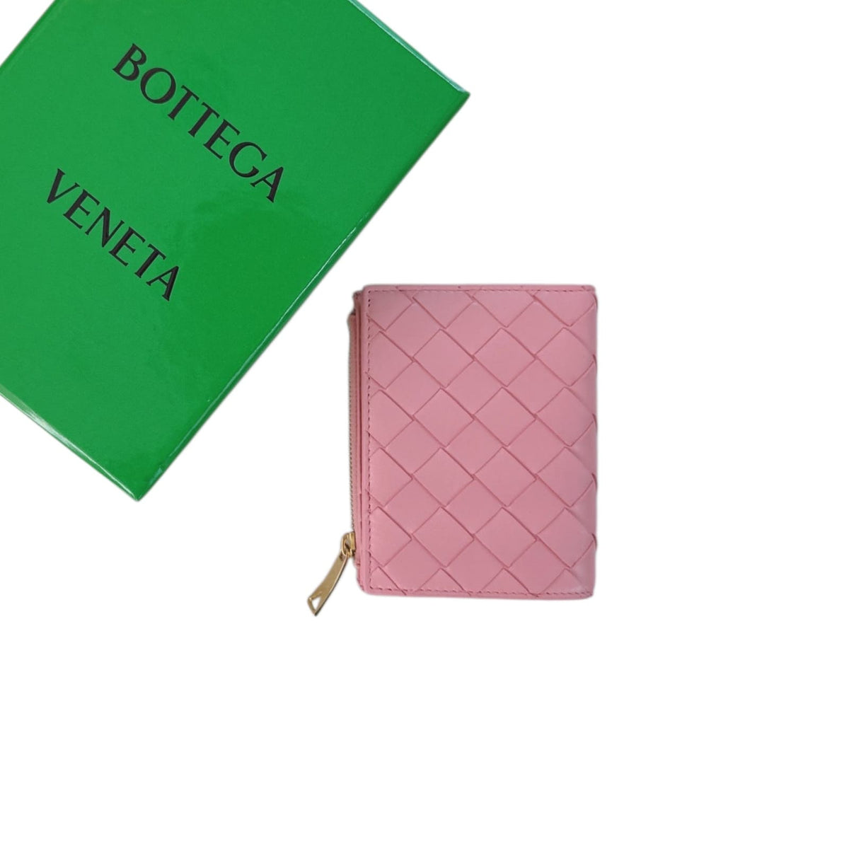 PINK INTRECCIATO NAPPA LEATHER BI-FOLD WALLET