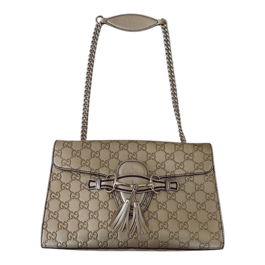 METALLIC GOLD GUCCISSIMA LEATHER MEDIUM EMILY SHOULDER BAG
