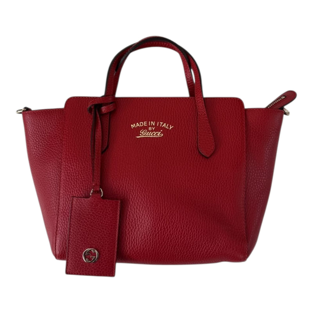 RED LEATHER MINI SWING TOTE BAG
