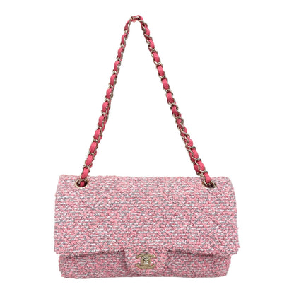 PINK TWEED MEDIUM CLASSIC DOUBLE FLAP BAG