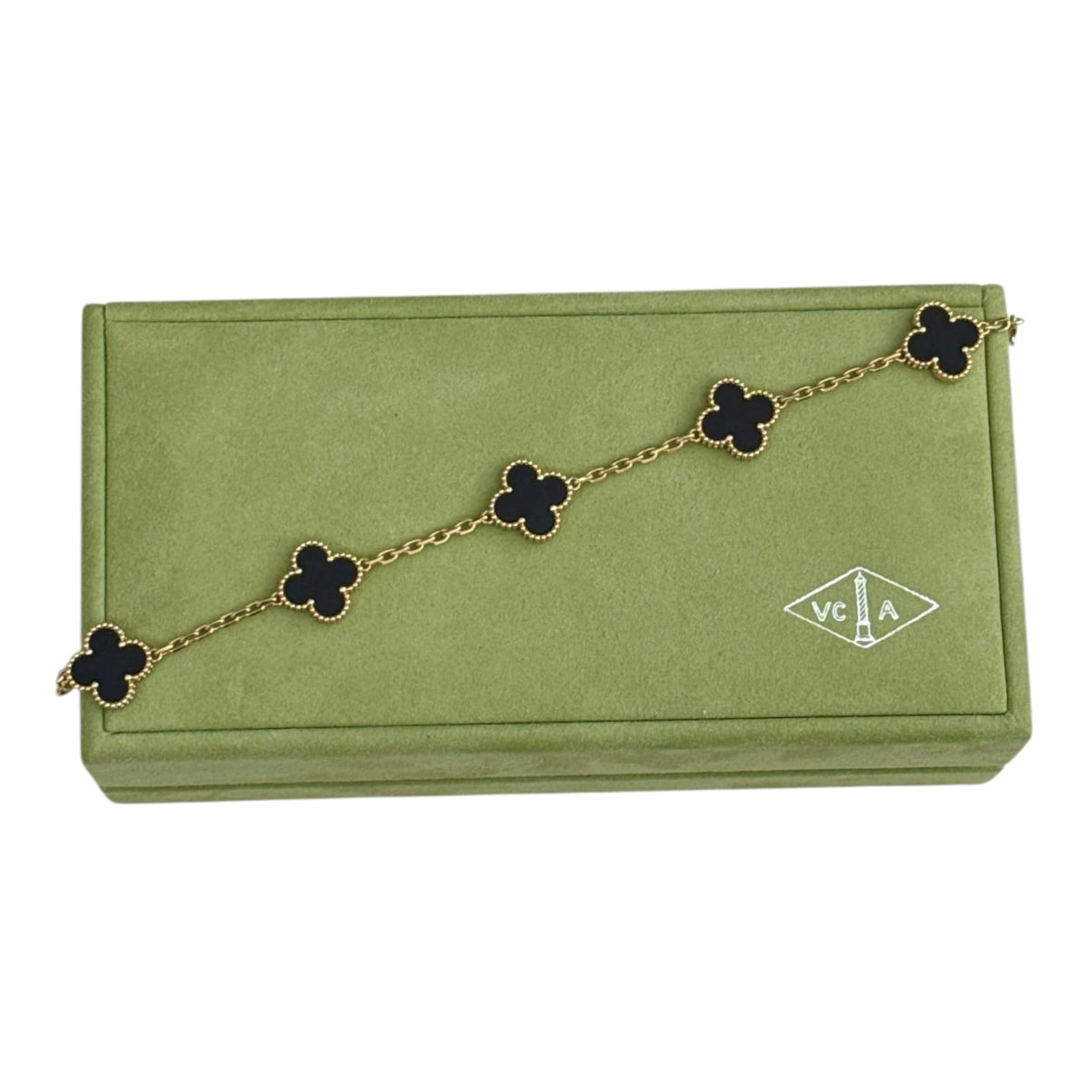ONYX 5 MOTIF 18K YELLOW GOLD VINTAGE ALHAMBRA BRACELET