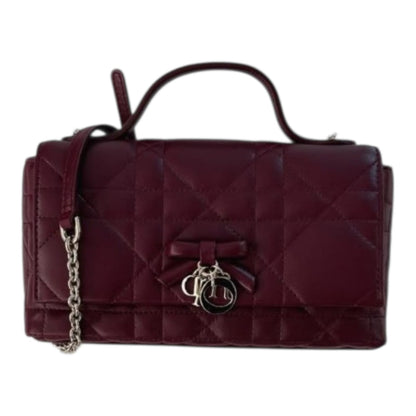 HERMITAGE RED MACROCANNAGE LAMBSKIN MY TENDER DIOR TOP HANDLE MINI BAG