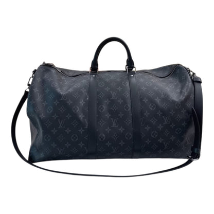 BLACK AND GREY MONOGRAM ECLIPSE CANVAS KEEPALL BANDOULIERE 55
