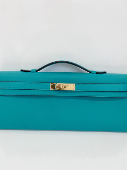 KELLY CUT VERT VERONE SWIFT LEATHER GOLD HARDWARE