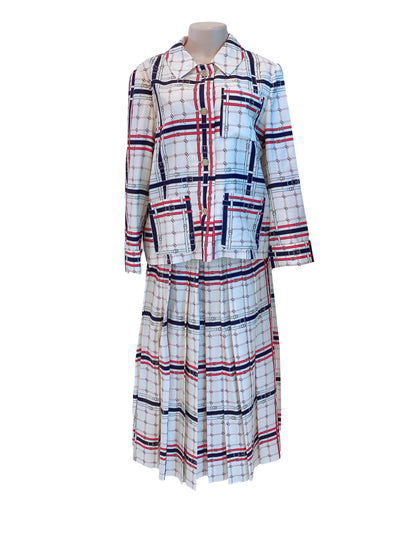 INTERLOCKING DOUBLE G CHAIN LONG SLEEVES SHIRT AND SKIRT SET