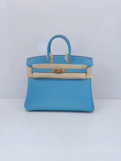 HERMES CIEL BIRKIN 25 SWIFT LEATHER GOLD HARDWARE BAG