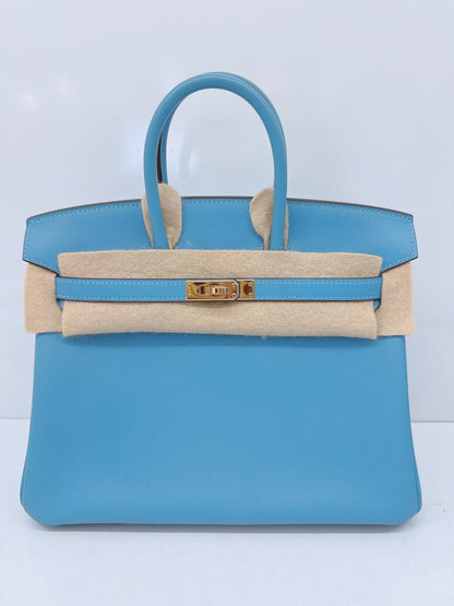 HERMES CIEL BIRKIN 25 SWIFT LEATHER GOLD HARDWARE BAG