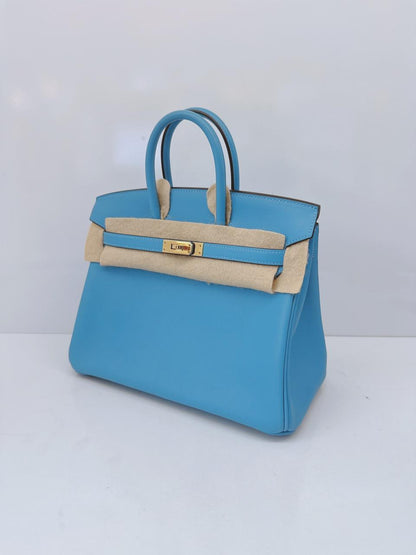 HERMES CIEL BIRKIN 25 SWIFT LEATHER GOLD HARDWARE BAG