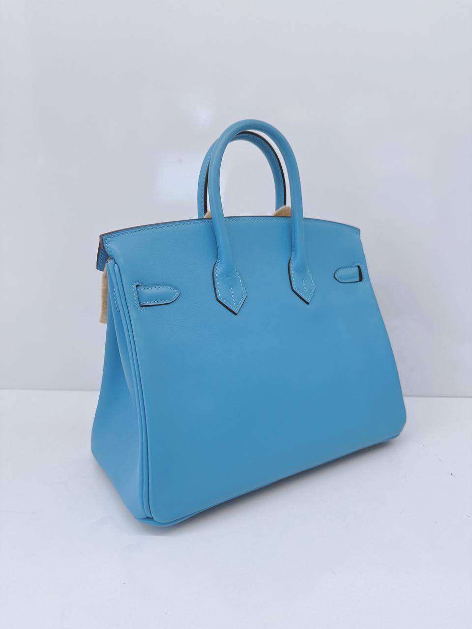 HERMES CIEL BIRKIN 25 SWIFT LEATHER GOLD HARDWARE BAG