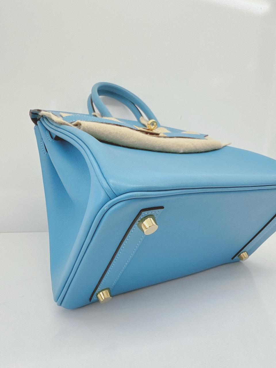 HERMES CIEL BIRKIN 25 SWIFT LEATHER GOLD HARDWARE BAG