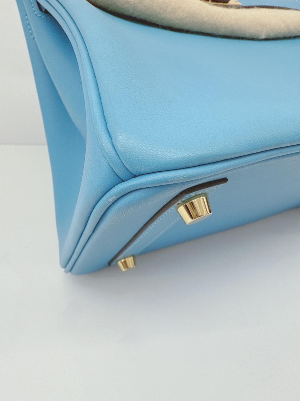 HERMES CIEL BIRKIN 25 SWIFT LEATHER GOLD HARDWARE BAG