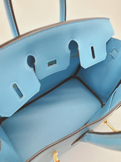 HERMES CIEL BIRKIN 25 SWIFT LEATHER GOLD HARDWARE BAG