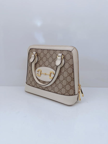 SMALL GUCCI HORSEBIT TOP HANDLE BAG IN GG SUPREME CANVAS