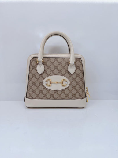 SMALL GUCCI HORSEBIT TOP HANDLE BAG IN GG SUPREME CANVAS