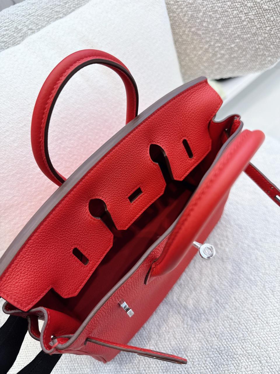 BIRKIN 25 ROUGE RADIEUX TOGO LEATHER PALLADIUM HARDWARE