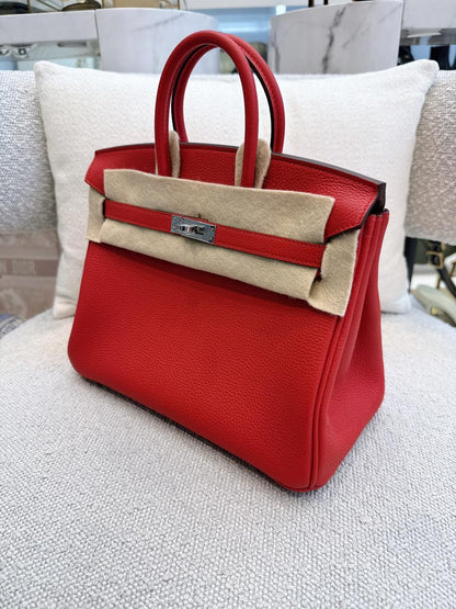 BIRKIN 25 ROUGE RADIEUX TOGO LEATHER PALLADIUM HARDWARE