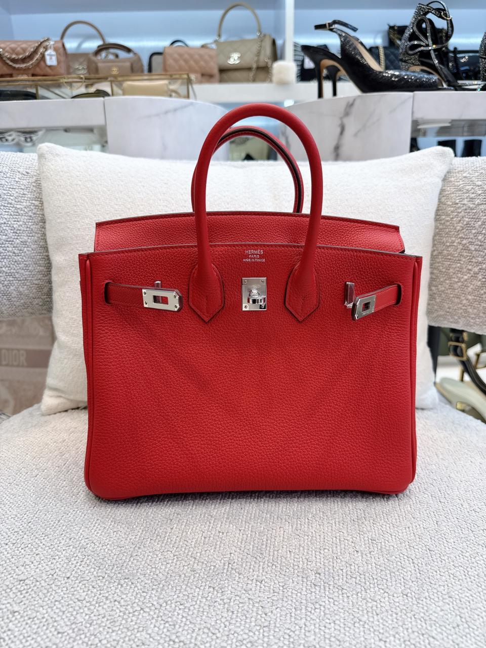 BIRKIN 25 ROUGE RADIEUX TOGO LEATHER PALLADIUM HARDWARE