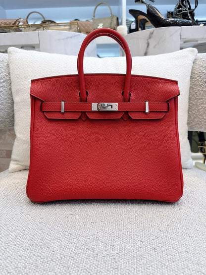 BIRKIN 25 ROUGE RADIEUX TOGO LEATHER PALLADIUM HARDWARE