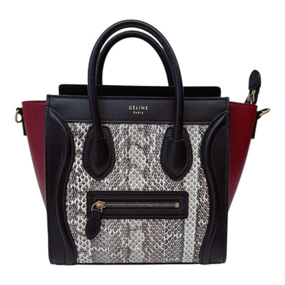 TRICOLOR PYTHON AND LEATHER NANO LUGGAGE TOTE BAG