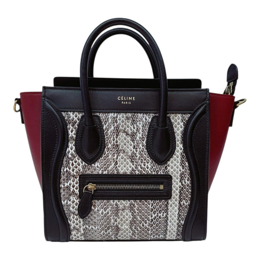 TRICOLOR PYTHON AND LEATHER NANO LUGGAGE TOTE BAG