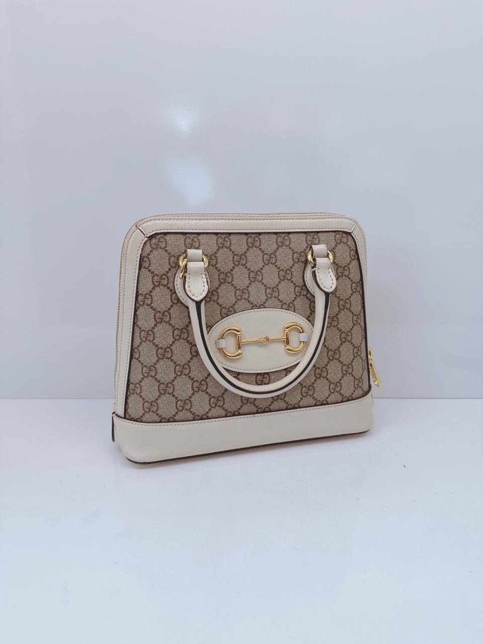 SMALL GUCCI HORSEBIT TOP HANDLE BAG IN GG SUPREME CANVAS